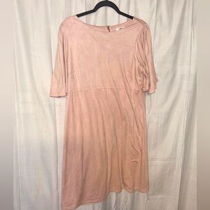 Blush pink suede dress.